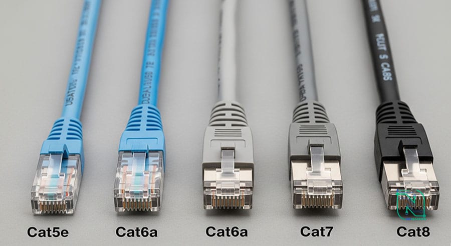 انواع کابل های شبکه گیمینگ cat5e, cat6a, cat7, cat8