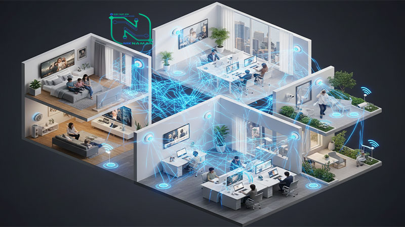 مش wi-fi در خانه ها و محیط های مسکونی، ادارات و سازمان ها، محیط های صنعتی و ... کاربرد دارد.